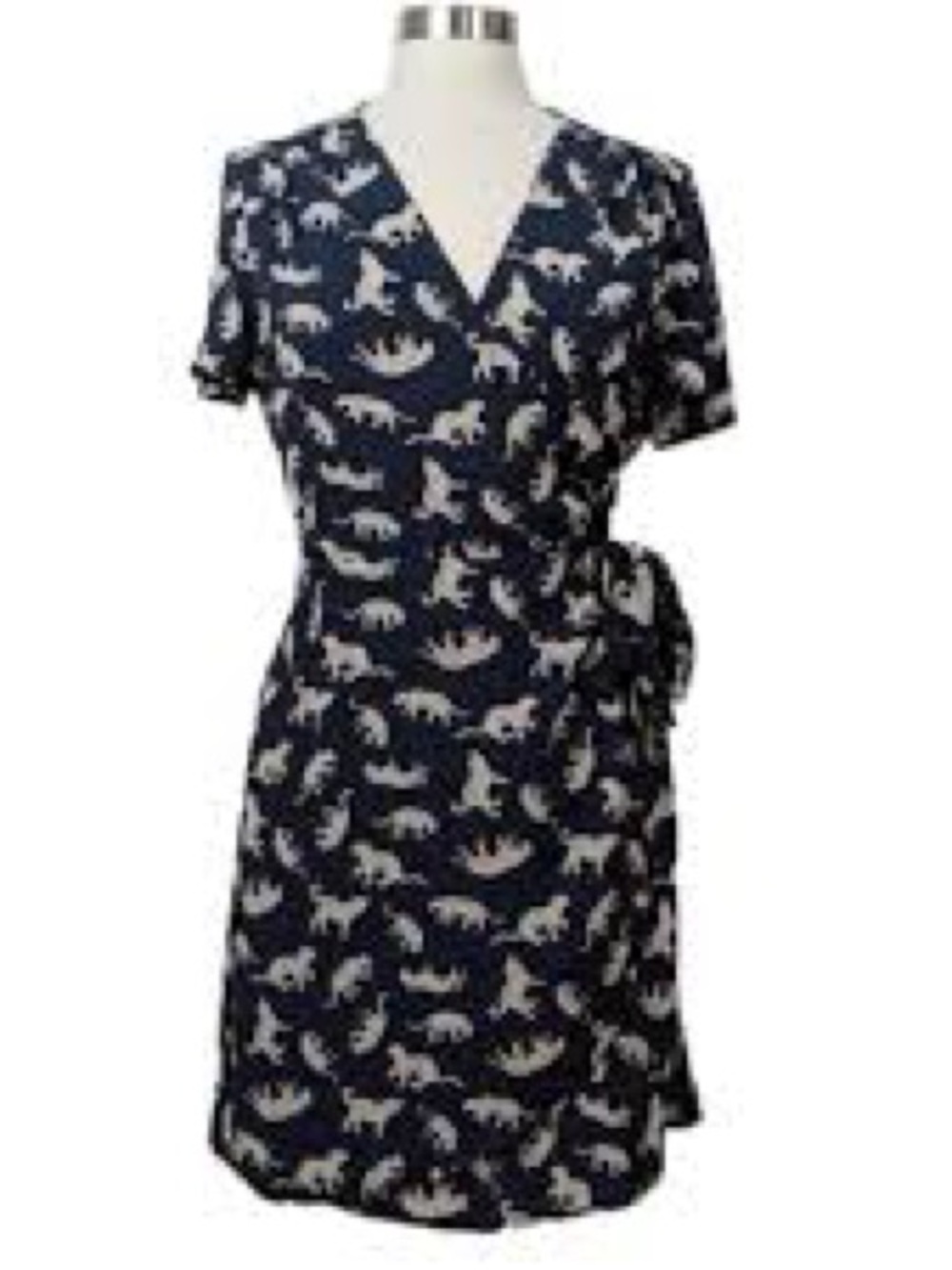 J.Crew navy leopard cheetah cat print dress wrap 12 L - Picture 4 of 5